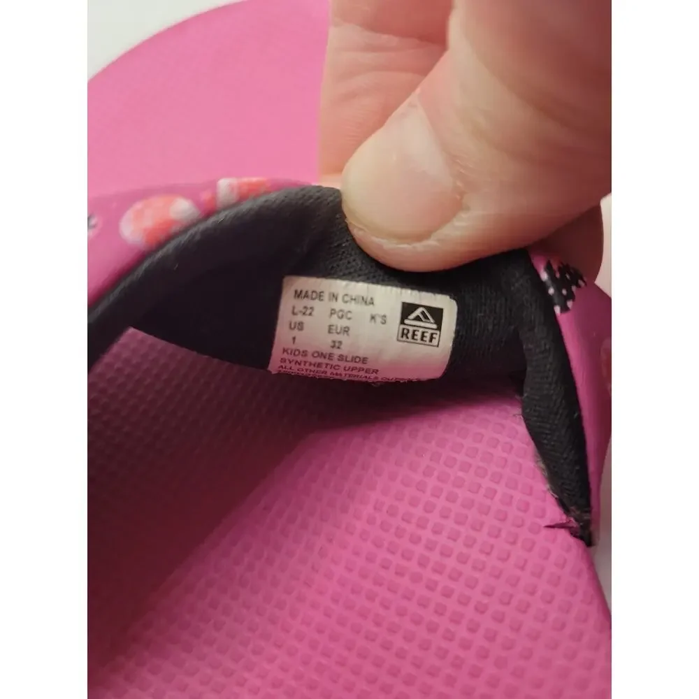 Little Girls Reef Flip Flops Size 1 Big Kid Butterfly Pink Summer